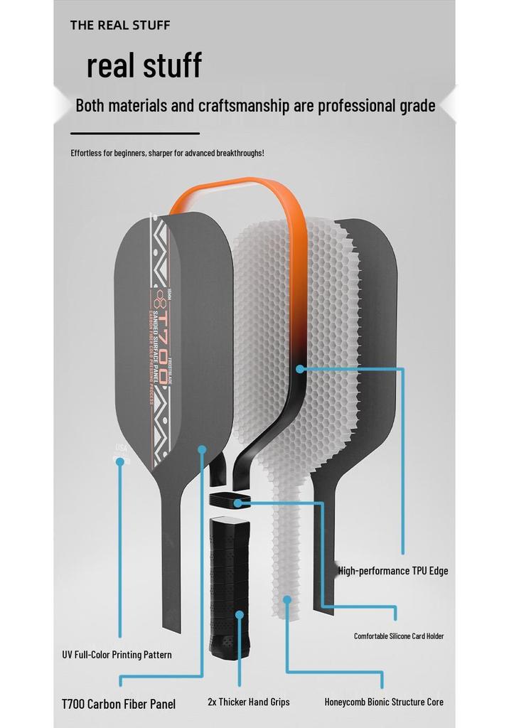 T700 Carbon Fiber Pickleball Paddle Set for Adults & Kids - Professional Competition Quality.