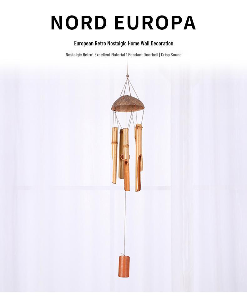 Creative Retro Coconut Shell Bamboo Wind Chime – Chinese Style Hanging Décor for Homes & Scenic Areas