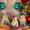 Musical Ganesha 3 Statues for Home Decor - (Multicolor, Pack of 3)