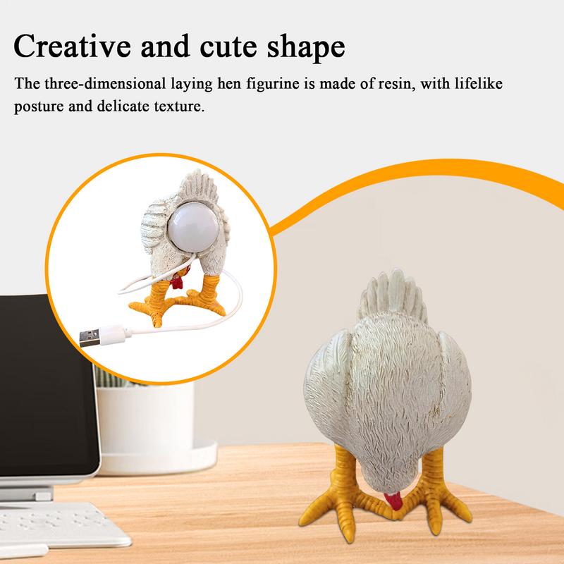 Chicken Lamp Laying Egg Led Egg Night Light Resin Dimmable Nightlight Decoration For Christmas Easter Birthdays Thanksgiving