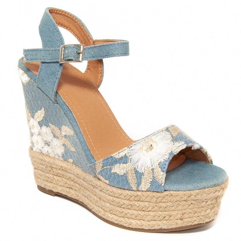 Alpargata De Cuña Para Mujer. Montevita Flowercu 104984