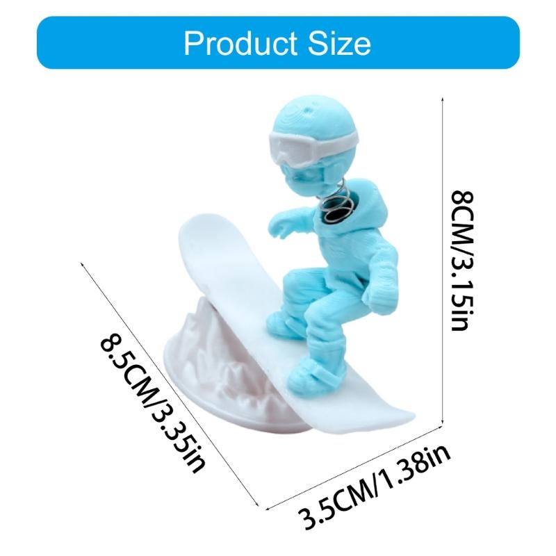 Inertia Skiing Figure Ornament Car Dashboard Decoration With Fun Motion Effect For Auto Lovers and Vehicle Interiors