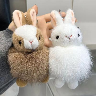 Cartoon Animation Real Fox Plush Rabbit Key Chain Pendant Fashion Kawaii Rabbit Fur Ball Car/Backpack Accessories Ppendant Toy