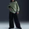 Nike Felpa da donna verde con colletto alto ricamato e maniche lunghe