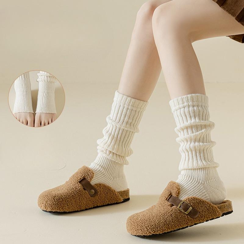 Grey Foot Socks for Women In Winter, Thickened and Fleece Warm Long Socks, Pile Socks, Long Leg Coverings