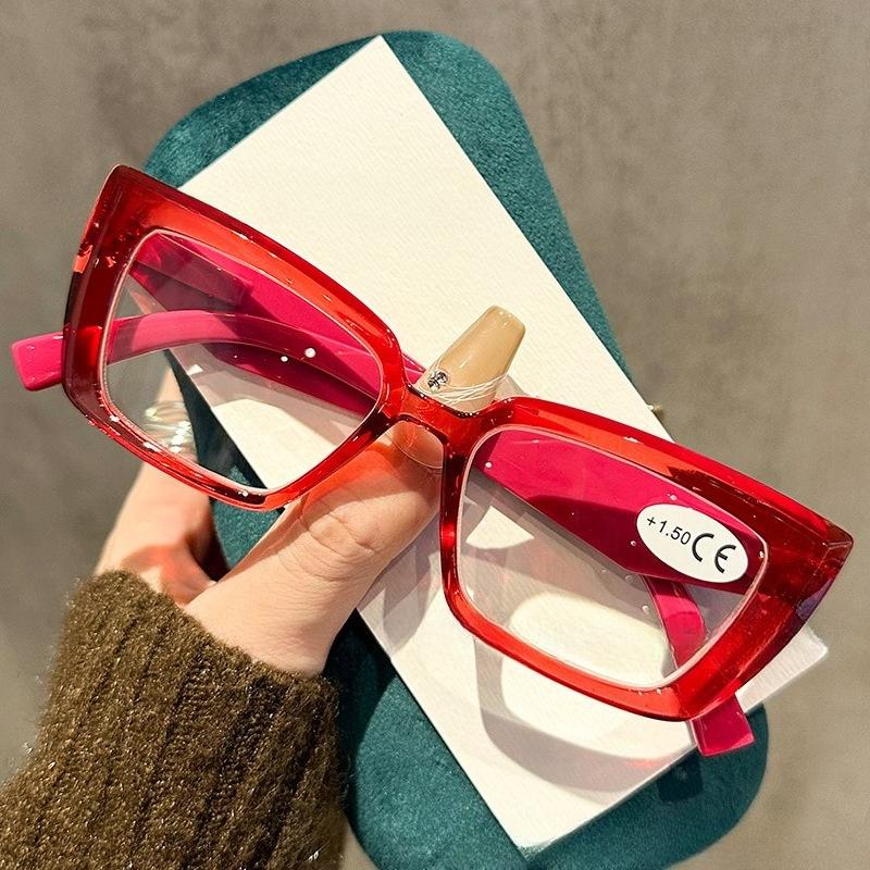 

Очки для пресбиопии в небольшой квадратной оправе с прозрачными линзами, модные, простые, подходят для чтения людям среднего и пожилого возраста +100 красный