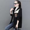 Damenjacke Colorblock-Fleece-Kapuzenmantel mit Reißverschlusstaschen für Damen Warme Winter-Strickjacke Mittellange, lockere