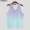 INCERUN Men U Neck Sleeveless Gradient Texture Casual Tank Tops