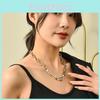 Fashionable Geometric Chain Necklace For Women With Mixed Gemstone Inlay And Stylish Design