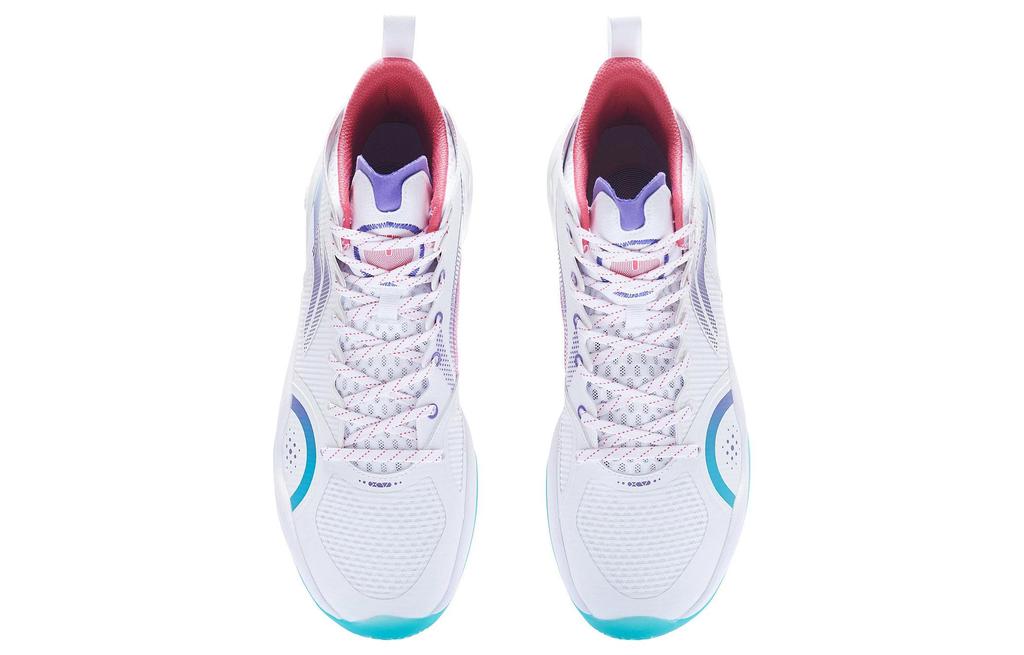 Li Ning YuShuai 15 Comfortable Cushioning Slip Resistant Abrasion Resistant High Top Basketball Shoes Men's White Blue ABAR043-51
