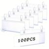 100pcs Plastic Basket Label Holders Price Sign Wire Shelf Label Holder for Price Tags and Tickets Markets Retail Stores Pantries