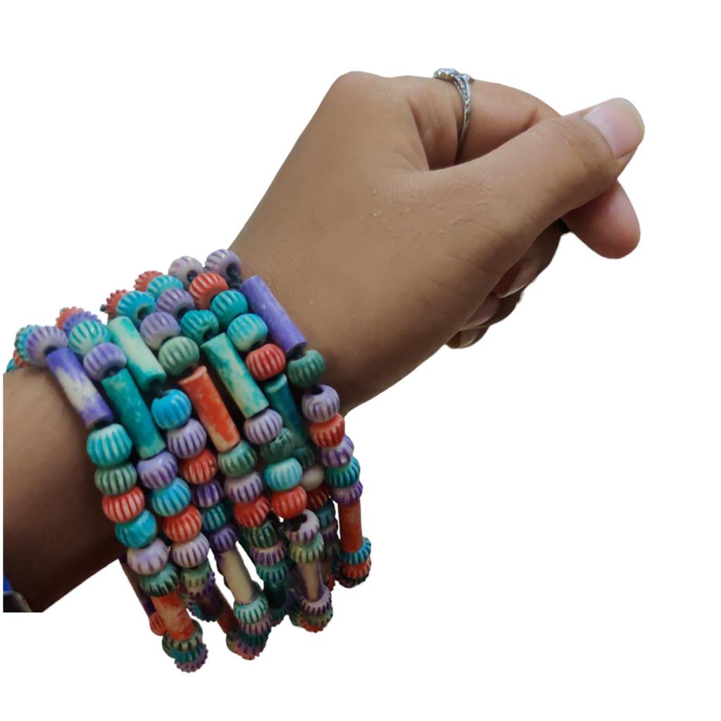 @ Multicolour Fashionable Beads Elastic Bracelet For Men Pack Of 5 MJ-770-60%OFF