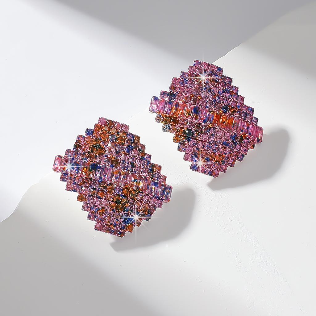 Cross Border Hot Selling Fashion Temperament High-end Design Color Diamond Ear Accessories Spot Wholesale