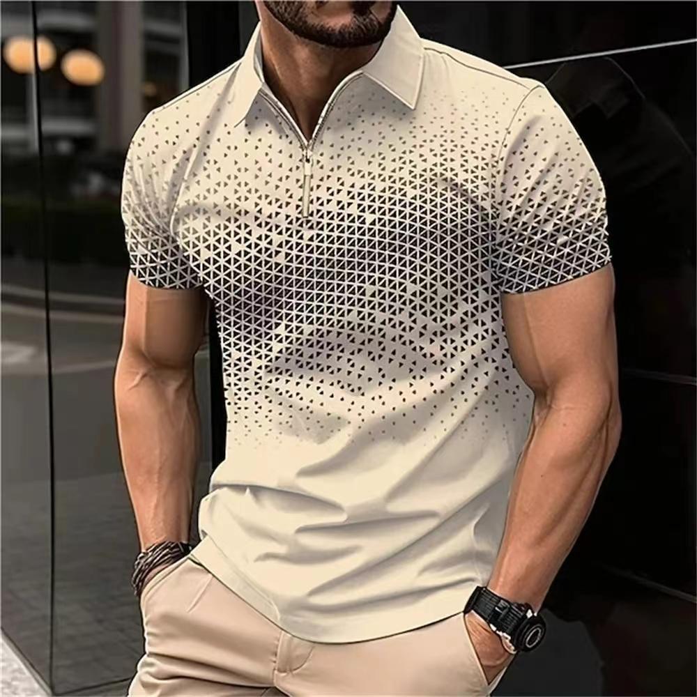

Large men s fashion street POLO T-shirt summer short sleeved 3D printing trend S