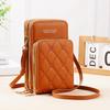 "Korean-Style Women's Fashionable Mini Crossbody Phone Bag – Solid Color, Three-Layer Zipper, Multifunctional, Simple Design Wallet"