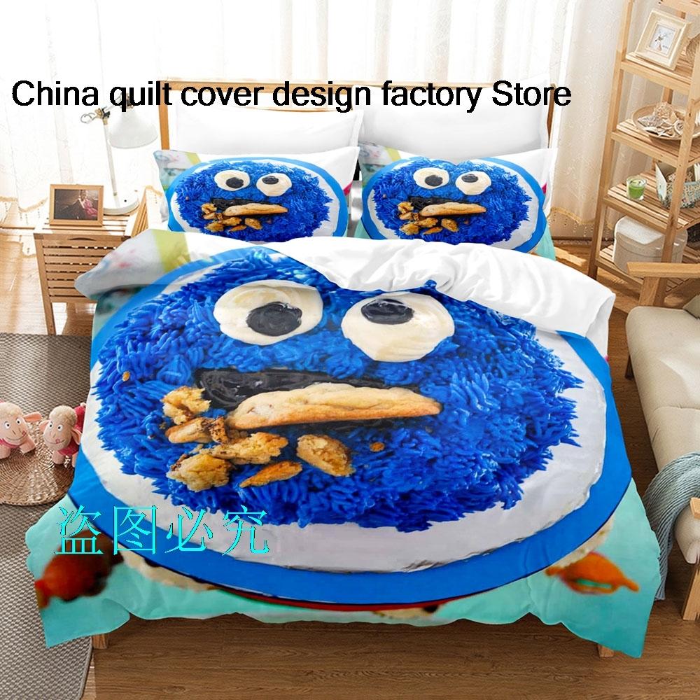 

Monster Cake Bedding Set Single Twin Full Queen King Size Bed Set Aldult Kid Bedroom Duvetcover Set 3D Print Blue Hair Monster EU Single(135*200cm)3pcs