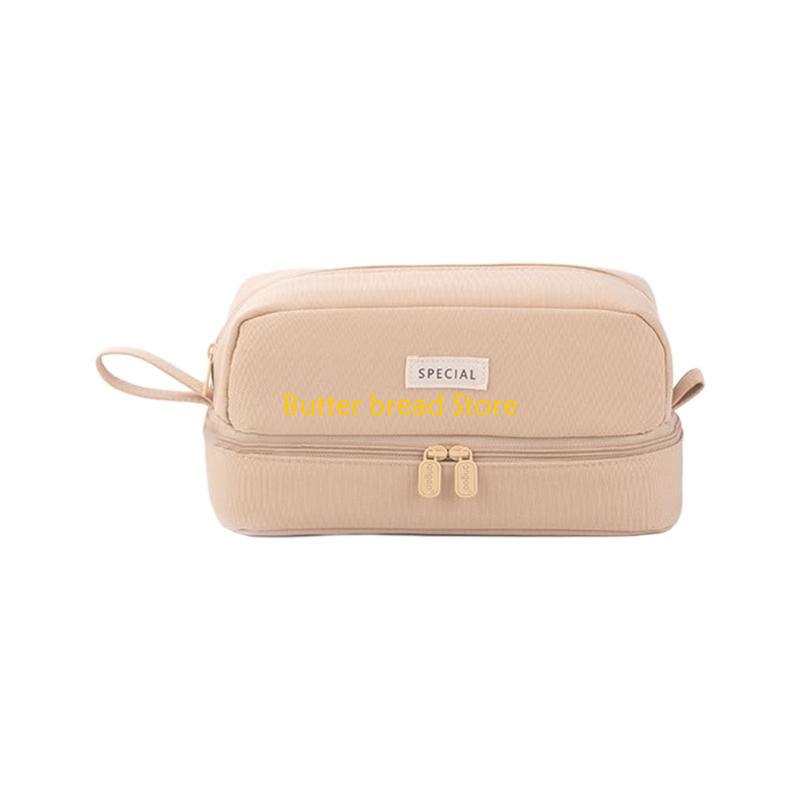 W89C Double Layer Pencil Case Zipper Pen Portable Pencil for Kid света кофе