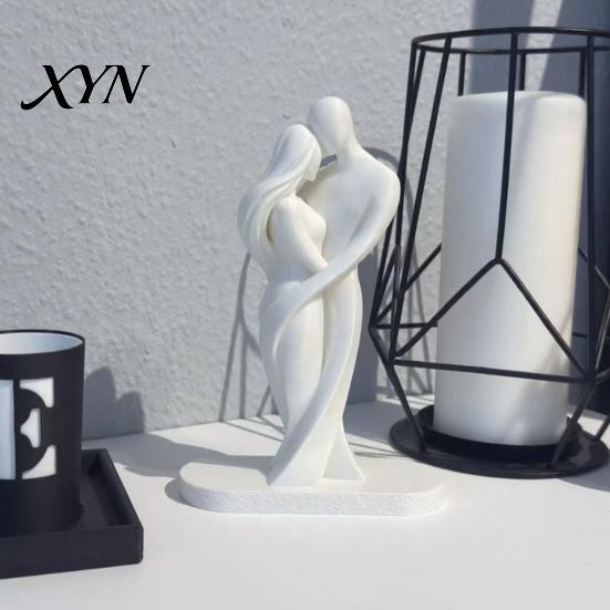 Vielseitige Heimdekoration Abstrakte menschliche Körperstatue, Weibliche Figur die Liebe umarmt Skulptur, 3D-Einteilige Formung Weiße Dekorationsfigur Form