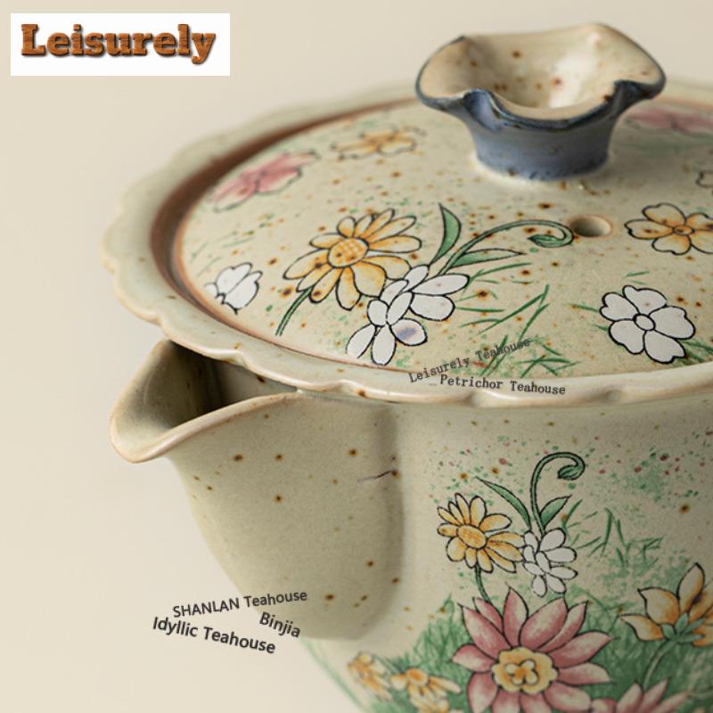 125ml Karamellglasur Blumensammeln Hochhenkel Handliche Teekanne Vintage Teeaufgusskanne Teezubereitungskessel mit Sieb Teeartikel