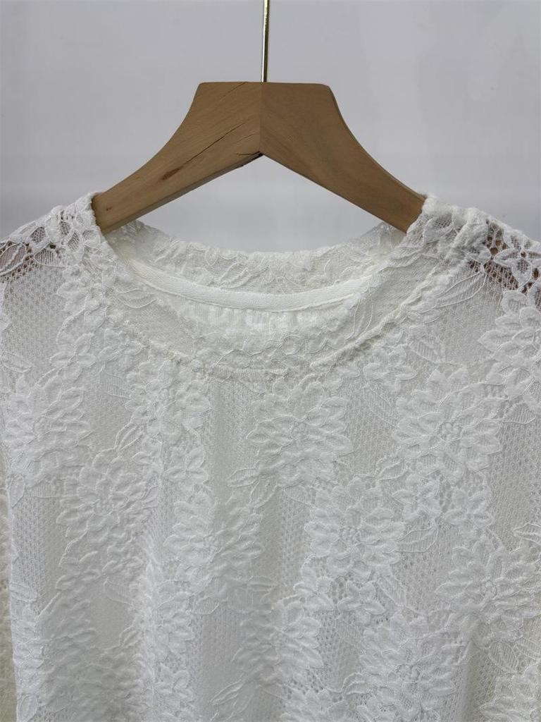 2025 Winter Exquisite Jacquard Lace Long Sleeve Irregular Hem Women's Shirt