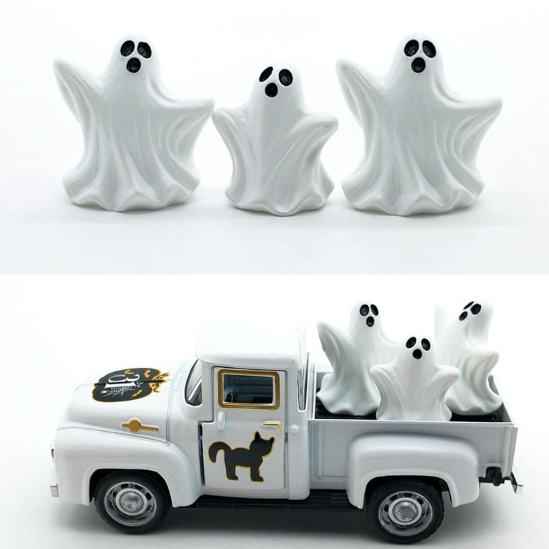Antique Miniature Haunted Ghostly Truck Ornament Metal Shelf Decors Farmhouses Kitchen Accent For Halloween Enthusiasts