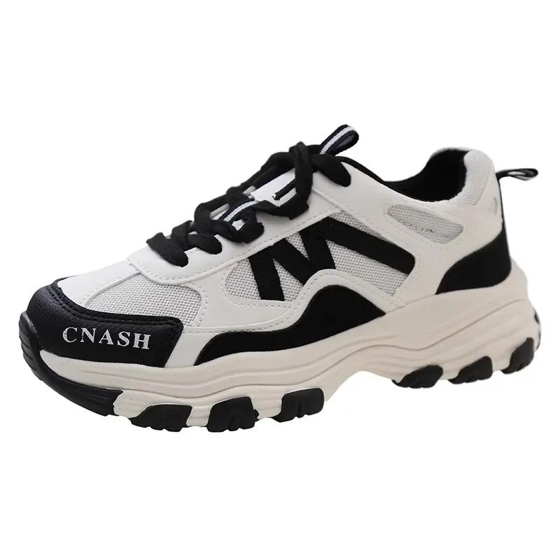 

Модные ретро кроссовки на толстой подошве для женщин 2024 весна новые легкие с мягкой подошвой износостойкие повседневные спортивные кроссовки 40 чёрный