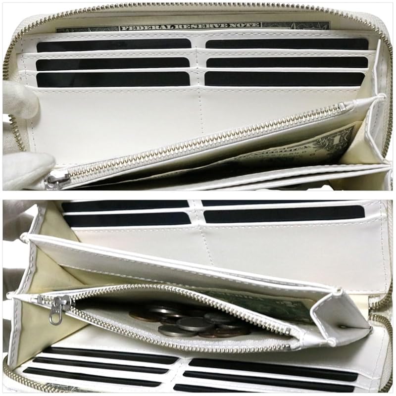 [Berkut] white long wallet men's ladies snakeskin snakeskin snake leather genuine leather Genuine leather leather leather YKK male woman round zip