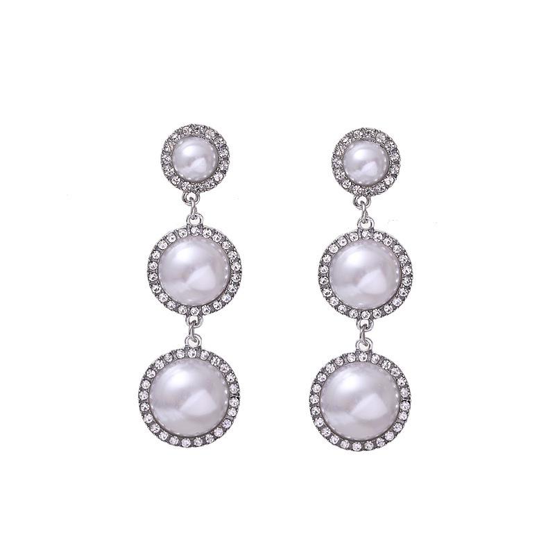 2023 Vintage Pearl Drop Earring For Women Ancient Sliver Color Long Pendant Dangle Earring Statement Ear Zircon Exquisite Gift