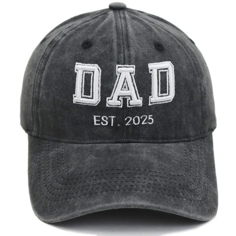 Dad Mom Waterwashed Cotton Baseball Cap With Embroidery For Casual Outdoor Wear
