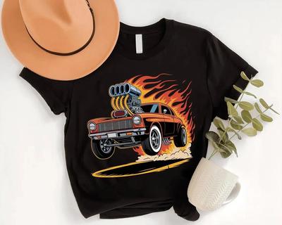 T-shirt Muscle Car: T-shirt Graphique Hot Rod - Cadeau pour Passionné de Voiture