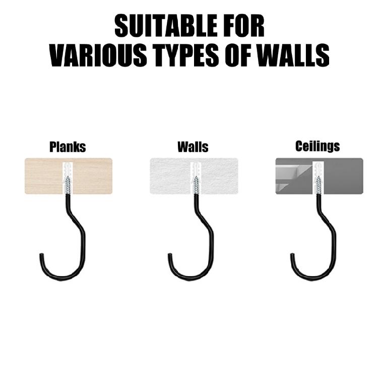 2Pcs Road Bike Wall Mount Hook Heavy Duty Metal Hook Garage Organizers Large Screw In Ceiling Hook Bike Hanger Hook