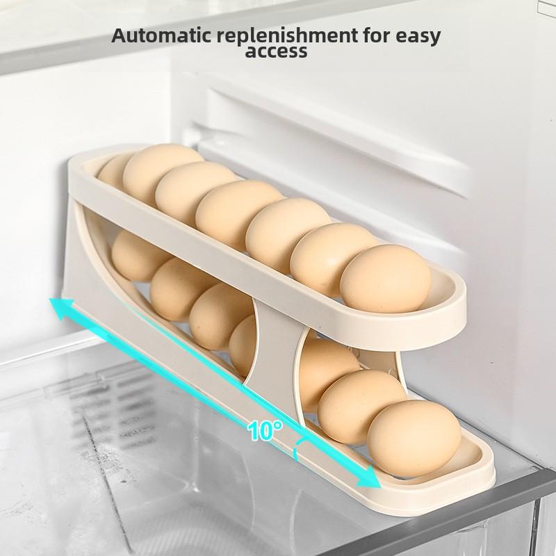 Kitchen Egg Storage Organization Tray Rolling Egg Dispenser Dual Layer Food Grade Plastic Egg Holder for Refrigerator Storage
