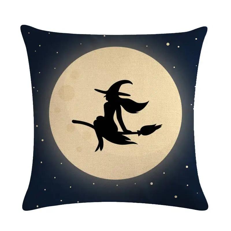 Happy Halloween Decorative Pillowcase Pumpkin Cat Witch Printed Pillowcase Suitable for Home Living Room Sofa Room Decoration