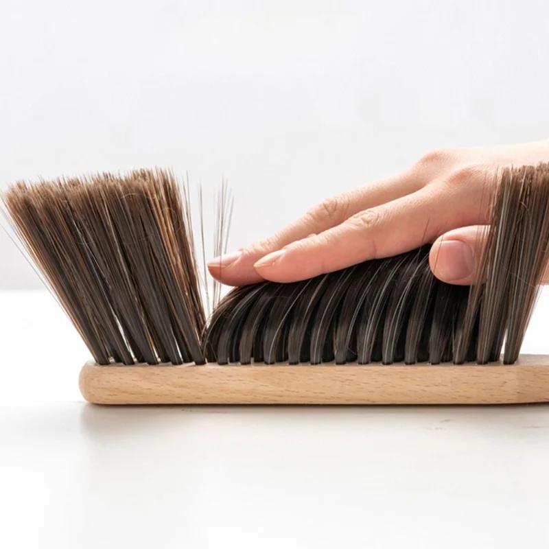 Natural Wood Bristles Soft Bristle Bed Brush Anti Static Multi Surface Cleaning Brush for Bed Sofa Dusting Brush Kitchen Eco Fri