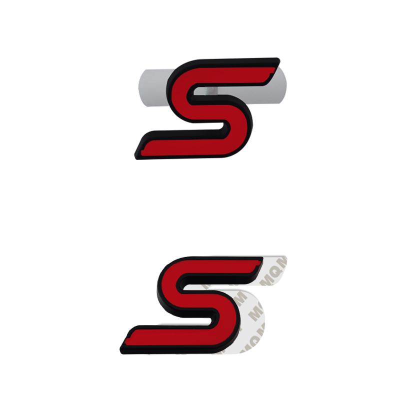 RGFU9 Car Accessories Metal S Grille Emblem Rear Trunk Body Badge Sticker For Ford ST LINE Focus Fiesta Ecosport Kuga Mondeo Everest