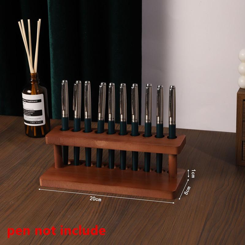 Walnut Wood Test Tube Rack Multifunction Desk Pencil Organizer Pen Holder Phone Stand Stationery Storage Office School Supplies