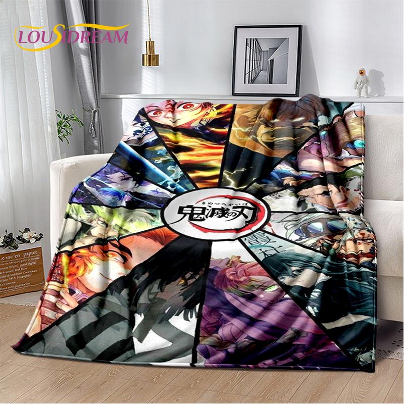 3D Demon Slayer Anime Kamado Nezuko Tanjirou Cartoon Blanket Soft Throw for Home Bedroom Bed Sofa Picnic Cover Child