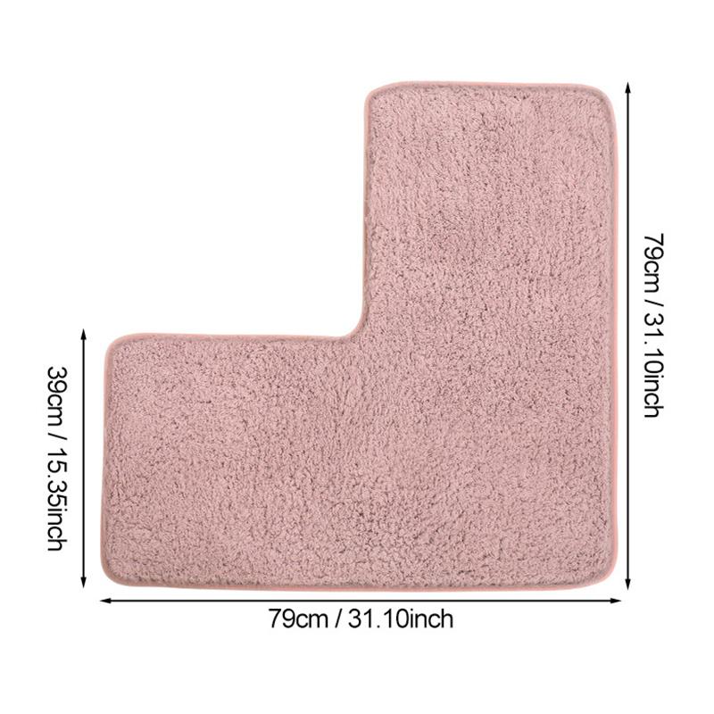 Bathroom Absorbent Foot Mat Shower Room L-Shaped Furry Flannel Bathroom Floor Mat Thick Nonslip Bathroom Mat Toilet Entrance Mat