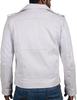 Handmade Men's Jacket White Leather Genuine Lambskin Stylish Motorcycle Soft Fit