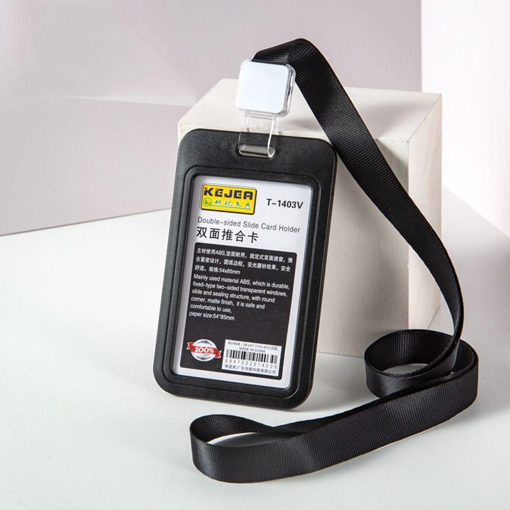 

Канцелярские товары Вертикальный чехол для карт Горизонтальный протектор для карт Простой картхолдер Шнурок Держатель для карт black-Vertical