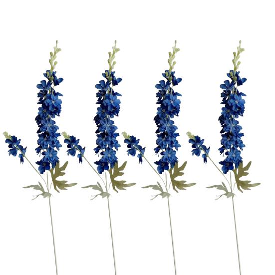 4 Pcs Artificial Delphinium Flower for Vase Filler 33.46 Inch Long Stem Fake Larkspur Flower Faux Silk Bouquet for Wedding Home Decor Floral