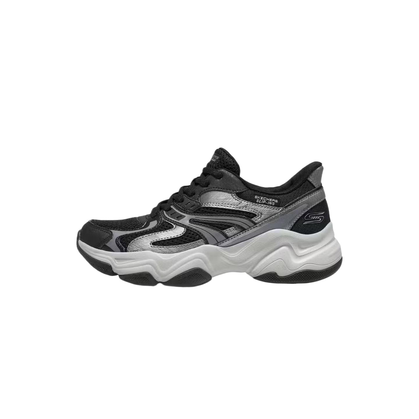 Skechers DLites Mesh Synthetic Leather Classic Comfortable Trendy Shock Absorbing Breathable Support Low Top Dad Shoes Women sneakers 117689-BLK 37