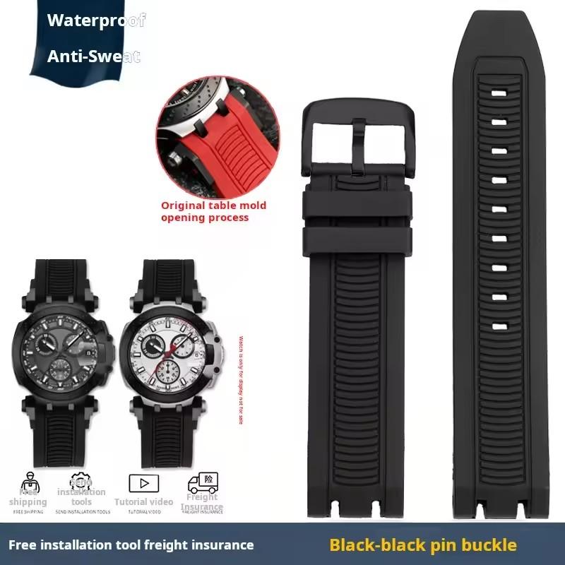 Sports Silicone Rubber For Tissot Racing T115417A Series Special Double Notch Watch Strap T115.427 Men's Watch Chain Watchband