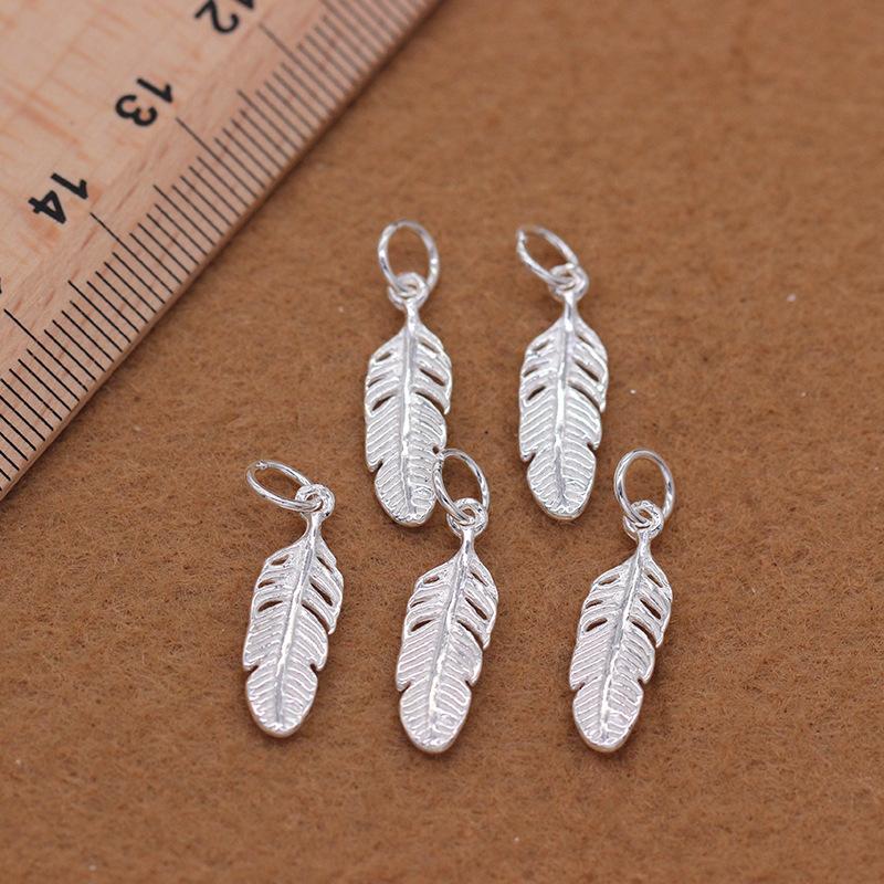 Buyee 925 Sterling Silver Earring DIY Jewelry Accessory Feather Pendant Charms for Woman Bracelet DIY Jewelry Marking Finding