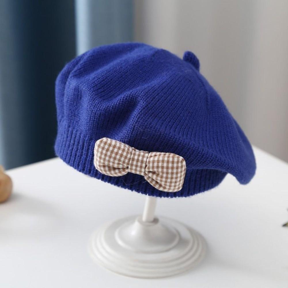 Teplé pletené čepice Roztomilý baret s mašlí Módní čepice Beanie Podzim Zima