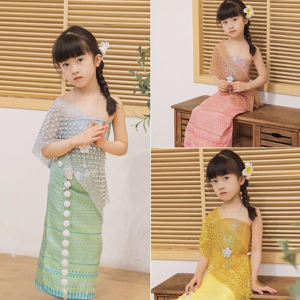 Long Skirt Thai Traditional Costume Ethnic Thailand Suit Top Skirt Artistic Photo