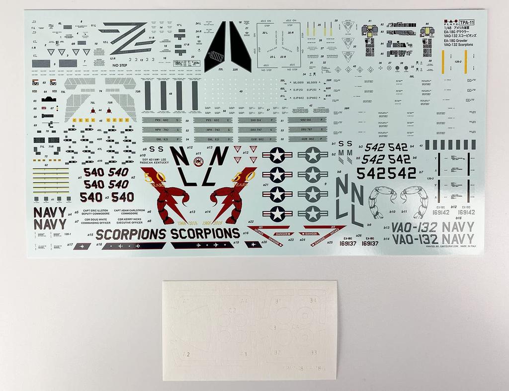 US Navy Electronic Warfare Aircraft Growler Scorpions Plastic Model Molding Color Platts/Italeri 1/48 EA-18G VAQ-132 TPA-11