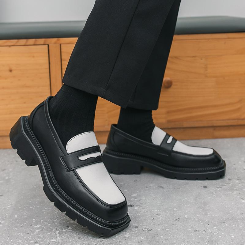 Men's Retro Casual Thick-Soled Leather Shoes with Height Increase