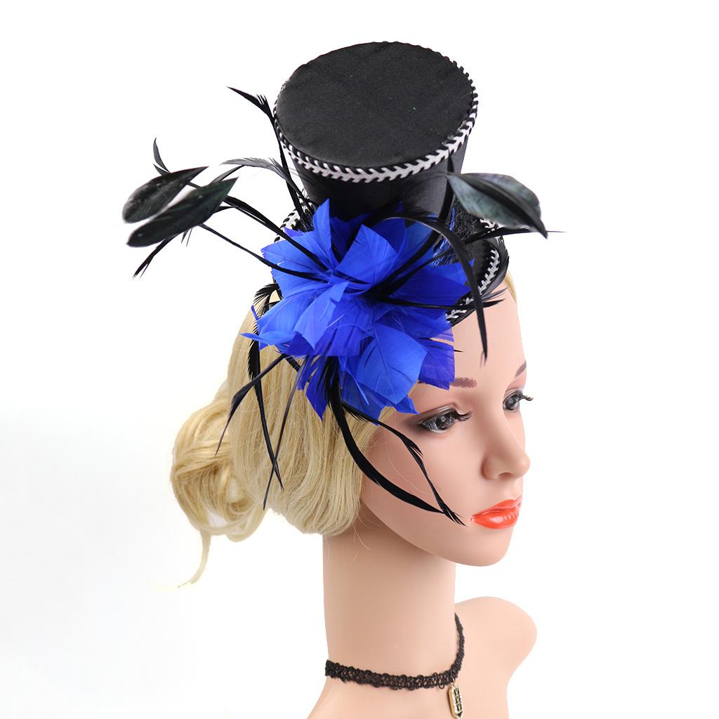 Feather Magic Hat Elegant Top Hat Costume Burlesque Style Hat for Women Formal Events