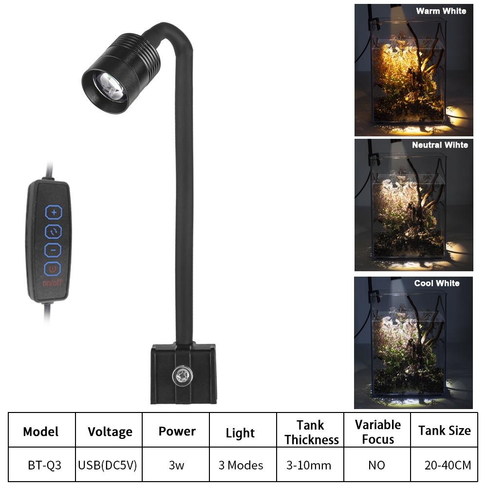 

Aquarium LED Light USB 5V 3W Aquatic Lighting Clip-on Lamp for Fish Tank